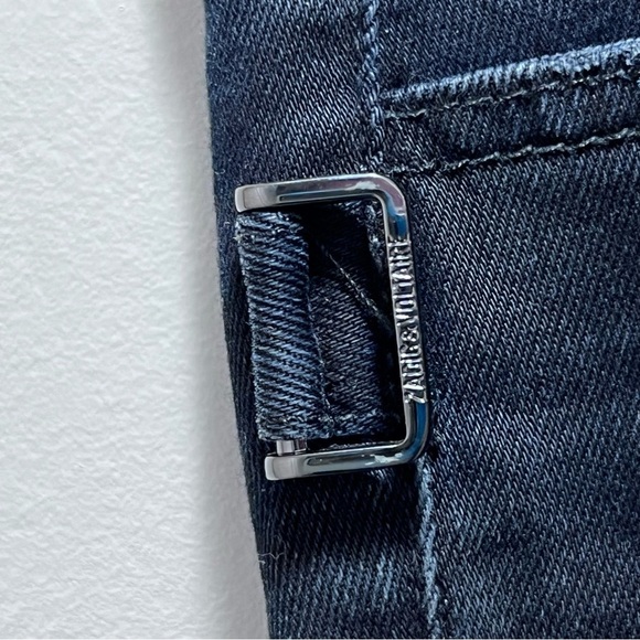 Zadig & Voltaire Grey Black Skinny Jeans Zipper Ankle Size 25 - Picture 8 of 15